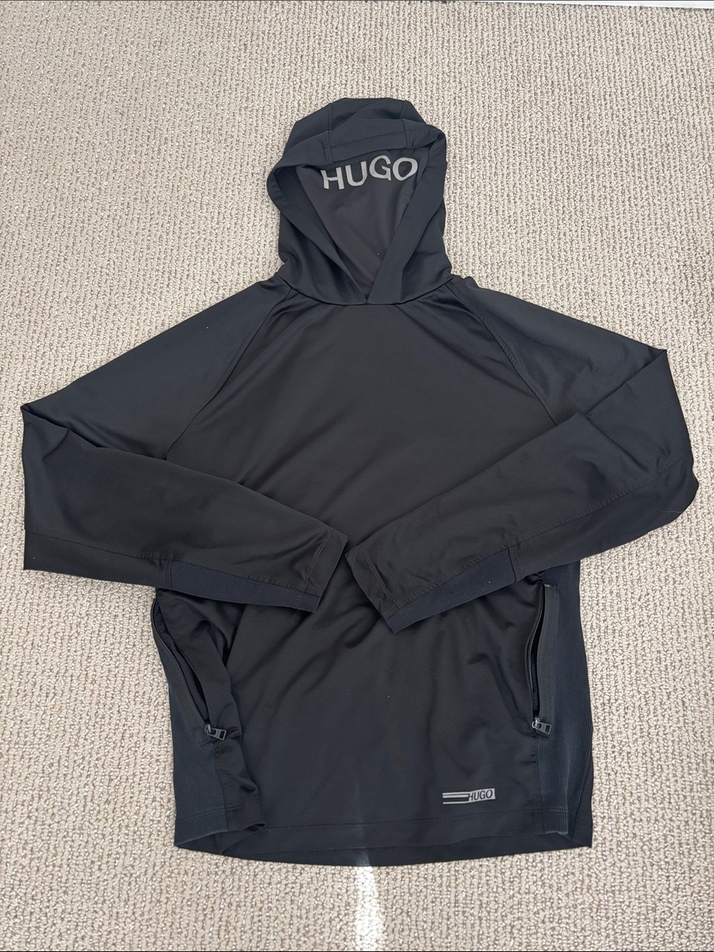 HUGO Black Performance Hooded Pullover